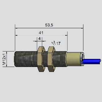 Détecteur capacitif DPC Ex M12 2 fils DC NAMUR P2mm noyé 53.5(41)mm PEEK / Câble 2m PVC-Lire la description