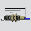 DPC Ex M12 2 fils DC NAMUR P2mm noyé 53.5(41)mm PEEK / Câble 2m PVC