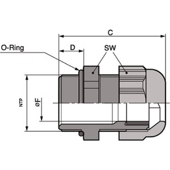 Presse-étoupe polyamide IP68 ST 1/2'' NPT RAL 7001 (Gris argenté)-Lire la description