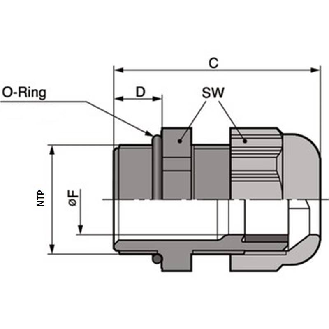 Presse-étoupe polyamide IP68 ST 1/2'' NPT RAL 7001 (Gris argenté)-Lire la description