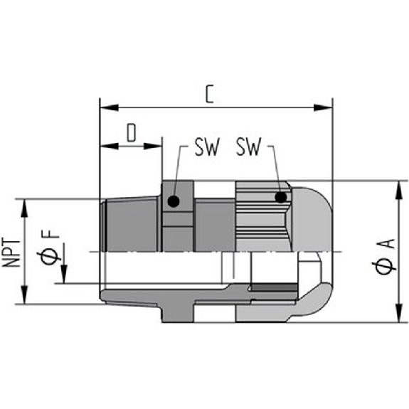 Presse-étoupe polyamide IP68 ST 1/2'' NPT RAL 9005 (Noir)-Lire la description
