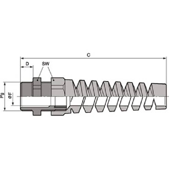 Presse-étoupe polyamide à spirale anti-torsion PG11 (RAL 7001)-Lire la description