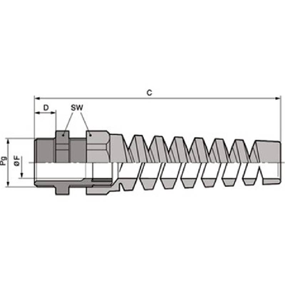 Presse-étoupe polyamide à spirale anti-torsion PG11 (RAL 7001)-Lire la description