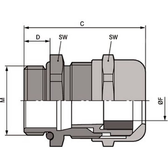 Presse-étoupe laiton SKINTOP MS-M 16x1,5 ATEX XL Presse-étoupe laiton SKINTOP MS-M 16x1,5 ATEX XL-Lire la description