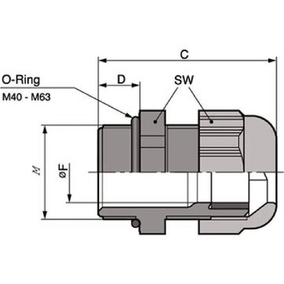 Presse-étoupe polyamide M 63x1,5 RAL 7035 (Gris clair)-Lire la description