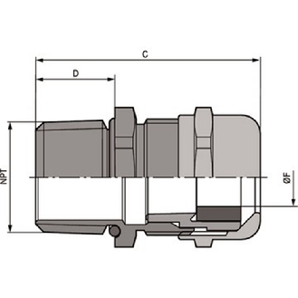 Presse-étoupe laiton NPT 1/2'', IP68-Lire la description