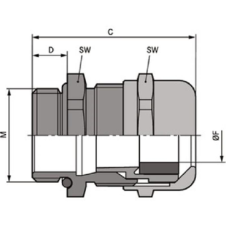 Presse-étoupe polyamide PG 29 RAL 9005 (Noir)-Lire la description