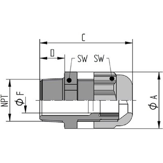 Presse-étoupe polyamide IP68 ST 3/4'' NPT RAL 9005 (Noir)-Lire la description