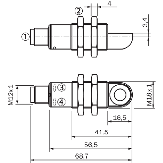 Ultrason Directe PNP/NPN P120-1000mm IO-Link M18 Métal Radial M12 5P-Lire la description