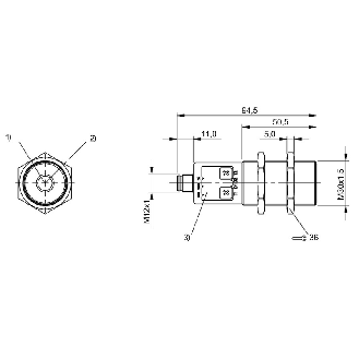 Ultrason Multi mode M30 PNP(x2) NO/NF P=65-600mm Axial / M12 5P-Lire la description