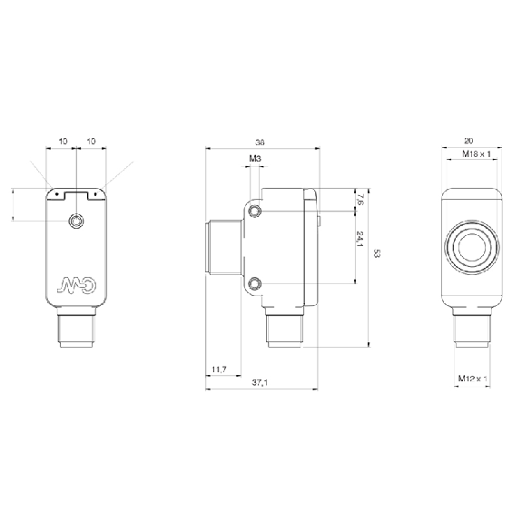 Ultrason Directe NPN+4-20mA / M12 4P Ultrason Directe NPN+4-20mA / M12 4P-Lire la description