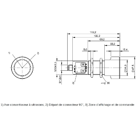 Ultrason Directe M30 4-20mA/0-10V PNP(x2) P=350-5000mm Axial / M12 5P Ultrason Directe M30 4-20mA/0-10V PNP(x2) P=350-5000mm Axial / M12 5P-Lire la description