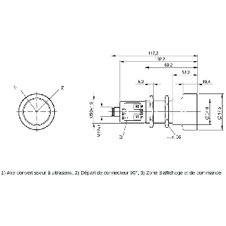 Ultrason Directe M30 4-20mA/0-10V PNP(x2) P=350-5000mm Axial / M12 5P-Lire la description