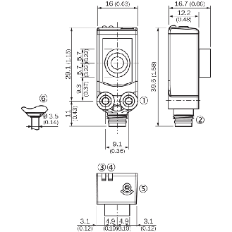 Ultrason Directe ANA P=1.3m 0-10V 16x40x16mm Plast. / M08 3P-Lire la description