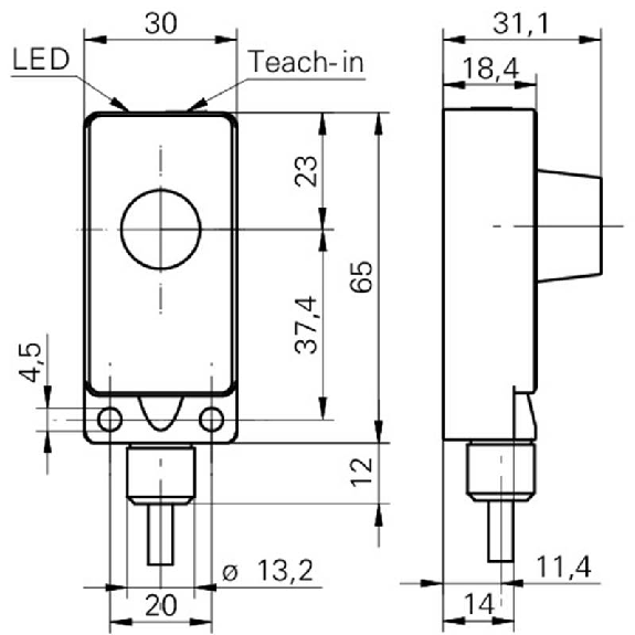 Ultrason Directe PNP NO(x2) P30-250mm Teach 12-30VDC / Câble 2m Ultrason Directe PNP NO(x2) P30-250mm Teach 12-30VDC / Câble 2m-Lire la description