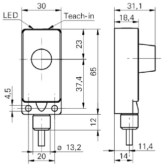 Ultrason Directe PNP NO(x2) P30-250mm Teach 12-30VDC / Câble 2m-Lire la description