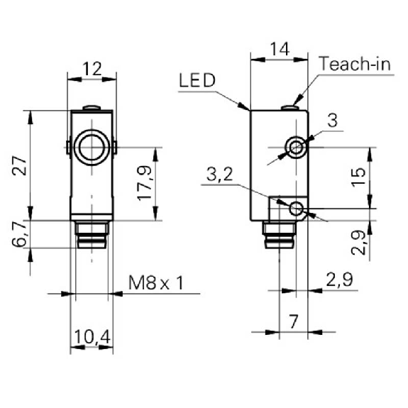Ultrason Directe PNP NO/NF P10-200mm Teach 24VDC / M08 4P-Lire la description
