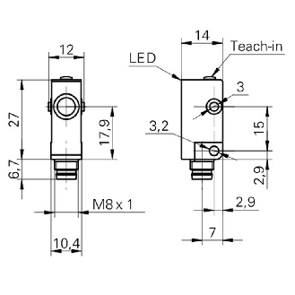 Ultrason Directe PNP NO/NF P10-200mm Teach 24VDC / M08 4P-Lire la description