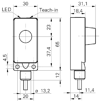 Ultrason Directe ANA 4-20mA P100-1000mm Teach 24VDC / Câble 2m-Lire la description
