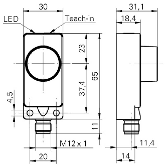 Ultrason Directe PNP NO(x2) P2000mm Teach 12-30VDC / M12 4P-Lire la description