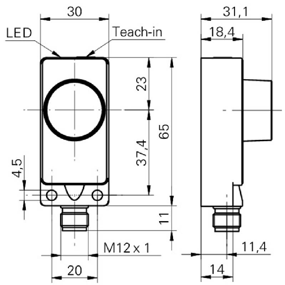 Ultrason Directe PNP NO(x2) P2000mm Teach 12-30VDC / M12 4P Ultrason Directe PNP NO(x2) P2000mm Teach 12-30VDC / M12 4P-Lire la description