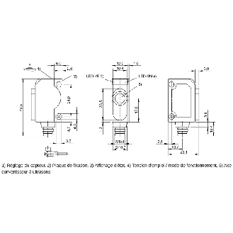 Ultrason Multi mode PNP P=50-350mm NO/NF / M08 4P-Lire la description