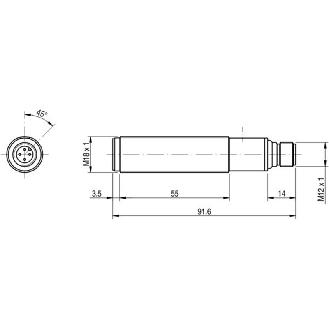 Ultrason Directe M18 PNP NO/NF P50-400mm 91.6mm Axial / M12 4P-Lire la description