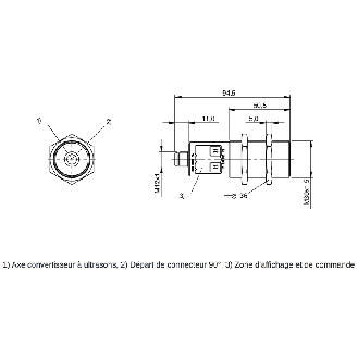 Ultrason Multi mode M30 PNP NO/NF P=30-350mm Axial 9-30Vdc / M12 5P-Lire la description