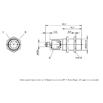 Ultrason Multi mode M30 PNP NO/NF P=200-2000mm Axial 9-30Vdc / M12 5P-Lire la description