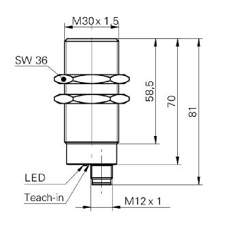 Ultrason Directe M30 NPN NO(x2) P100-1000mm Teach 12-30VDC / M12 4P-Lire la description