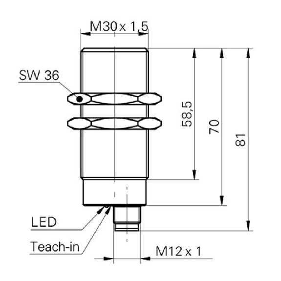 Ultrason Directe M30 NPN NO(x2) P100-1000mm Teach 12-30VDC / M12 4P Ultrason Directe M30 NPN NO(x2) P100-1000mm Teach 12-30VDC / M12 4P-Lire la description