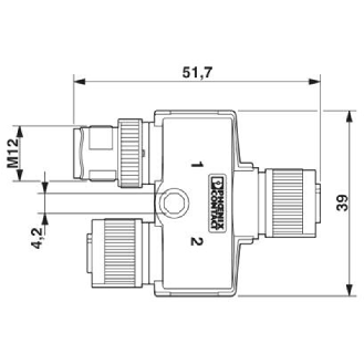 Y-M12A Fem Droit 5p Blindé/M12A Fem Droit 5p;M12A Mâle Droit 5p-Lire la description