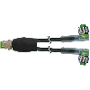Y-M12 Mâle Droit/2xM12 Fem Coudé LED; PVC 3x0,34 Noir 0,3m