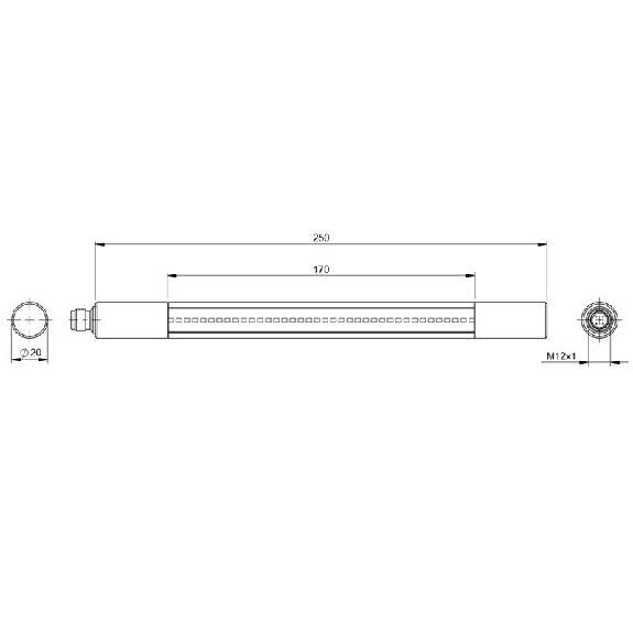 Eclairage machine Led Ø20x250mm 24VDC IP69K M12 4P-Lire la description