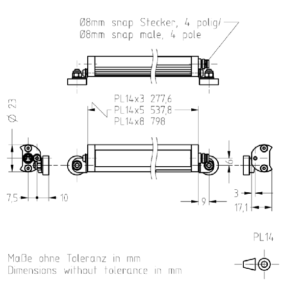 Lampe linéaire à LED 4600-4700K 24VDC 7W IP20 278x23x17mm-Lire la description