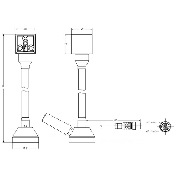 Eclairage Led sur Flexible >5300K, 24Vdc, 3x3W, Lentille 120º / M12-Lire la description