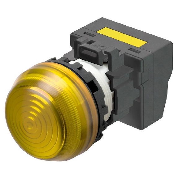 Voyant Ø22mm semi-sphérique jaune led jaune 230Vac push-in-Lire la description