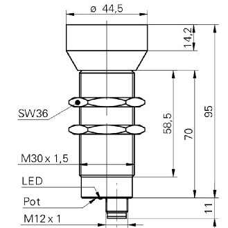 Ultrason Directe M30 PNP NF P350-2500mm / M12 4P-Lire la description