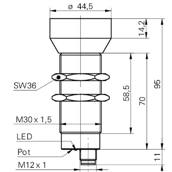 Ultrason Directe M30 PNP NF P350-2500mm / M12 4P Ultrason Directe M30 PNP NF P350-2500mm / M12 4P-Lire la description