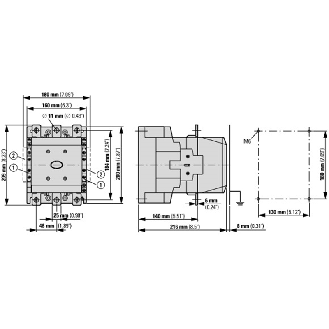 Contacteur de puissance, 3p+2F+2O, 200kW/400V/AC3-Lire la description