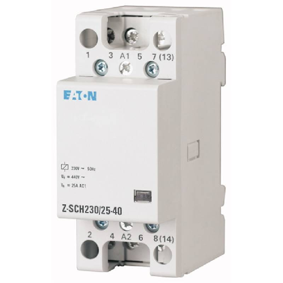 Contacteur modulaire, 230VAC/50Hz, 4 s, 25A, 2PE-Lire la description