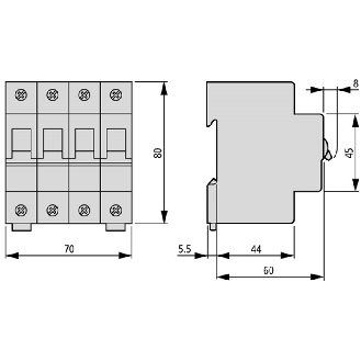 Disjoncteur modulaire, FAZ, 32 A, 4 pôles, caractéristique de déclenchement B, 15 kA, bornes à cages et à vis-Lire la description