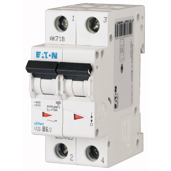 Disjoncteur modulaire, FAZ, 16 A, 2p, courbe C, 6 kA-Lire la description