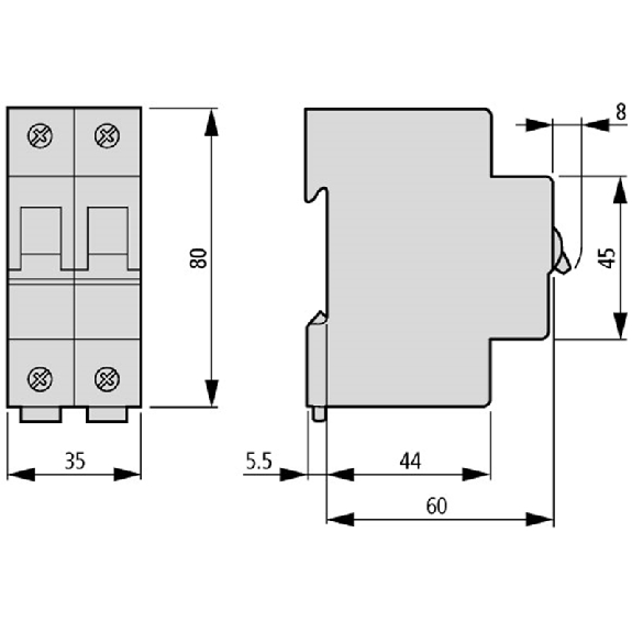 Disjoncteur modulaire, 10A, 2p, courbe C, DC Disjoncteur modulaire, 10A, 2p, courbe C, DC-Lire la description