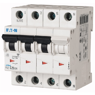 Disjoncteur modulaire, FAZ, 63A, 3 pôles+N, caractéristique de déclenchement C, 15 kA, bornes à cages et à vis-Lire la description