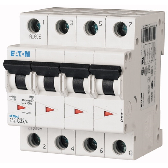 Disjoncteur modulaire, FAZ, 20 A, 4p, courbe C, 15 kA Disjoncteur modulaire, FAZ, 20 A, 4p, courbe C, 15 kA-Lire la description