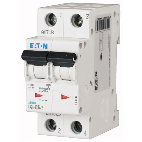 Disjoncteur modulaire, FAZ, 4 A, 2p, courbe D, 6 kA, AC-Lire la description