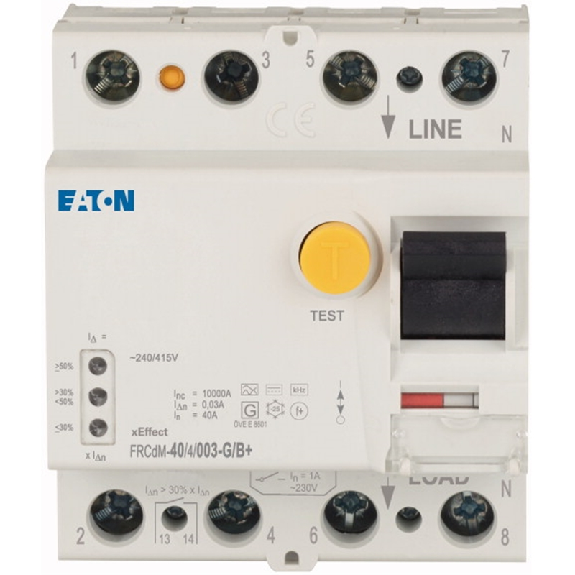 Interrupteur différentiel électronique FRCdM 30mA, 4P, Type G/B+, 40A Interrupteur différentiel électronique FRCdM 30mA, 4P, Type G/B+, 40A-Lire la description