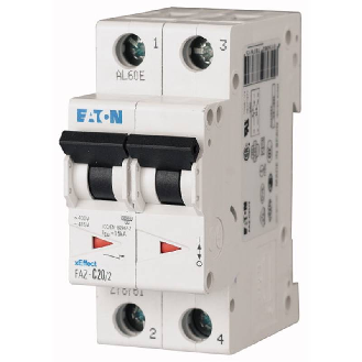 Disjoncteur FAZ 2P 2A 15kA (IEC/EN 60947-2) courbe C, bornes à cages et à vis-Lire la description