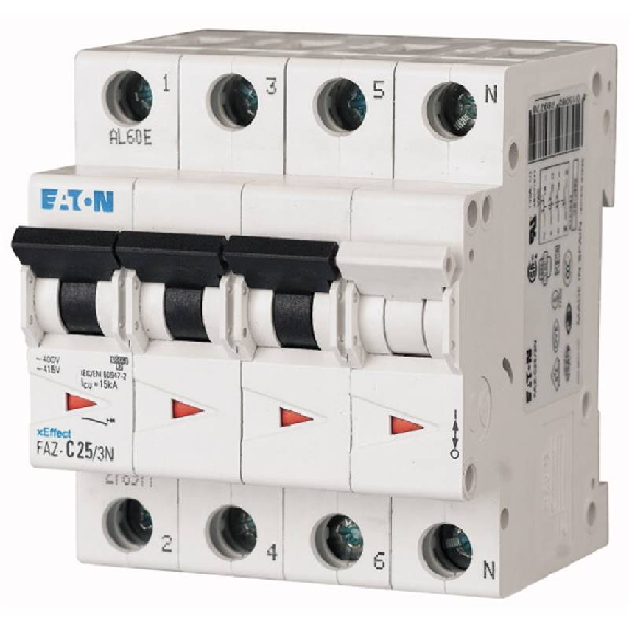 Disjoncteur modulaire, FAZ, 10A, 3 pôles+N, caractéristique de déclenchement C, AC, 15 kA Disjoncteur modulaire, FAZ, 10A, 3 pôles+N, caractéristique de déclenchement C, AC, 15 kA-Lire la description